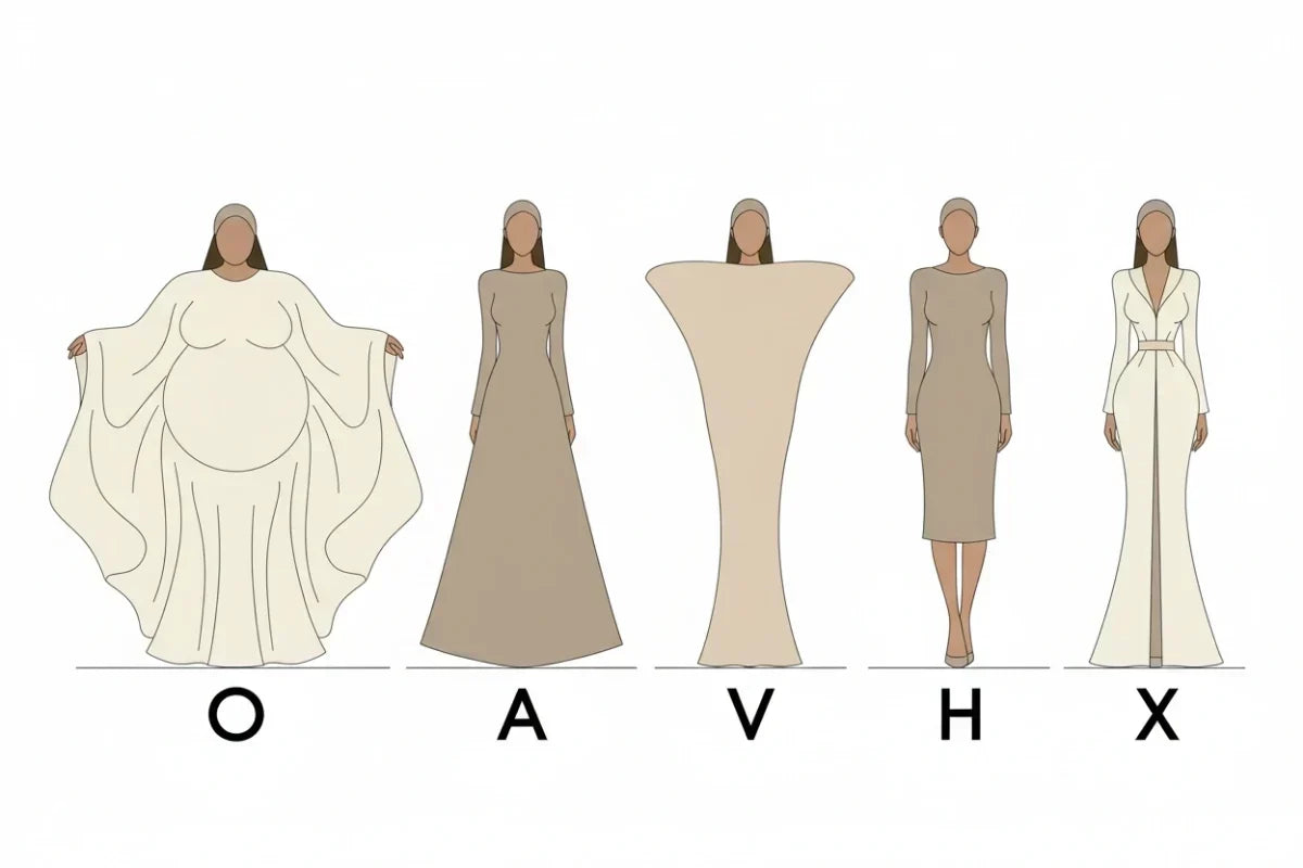 Guide abaya selon morphologie A V H O X - 5 silhouettes féminines coupes idéales SOOTRASHOP