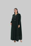 Abaya vert émeraude crêpe premium coupe cloche – vue de face – SOOTRASHOP
