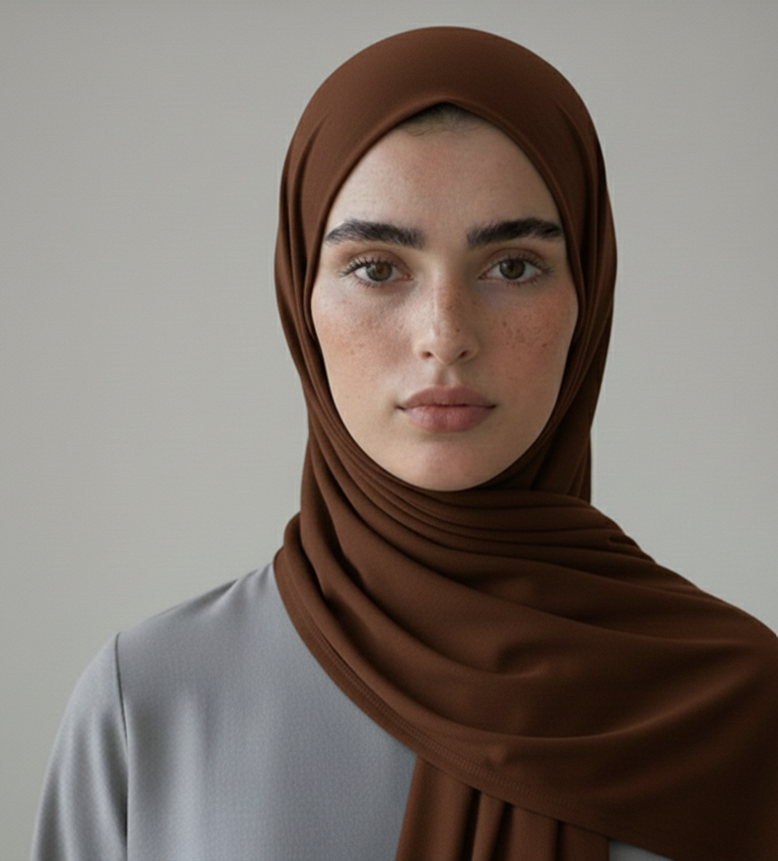 Hijab jersey bambou chocolat