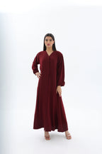 Abaya bordeaux droite crêpe premium – vue de face 2 – SOOTRASHOP