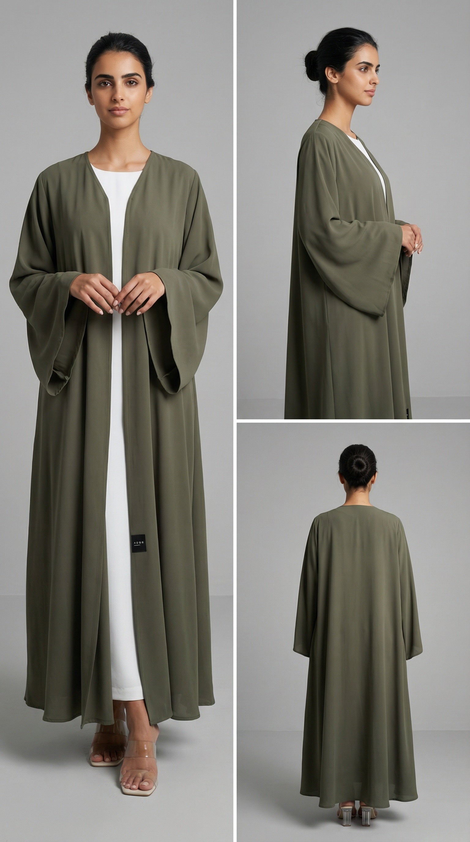 Abaya Cloche Noire en crêpe et nidha