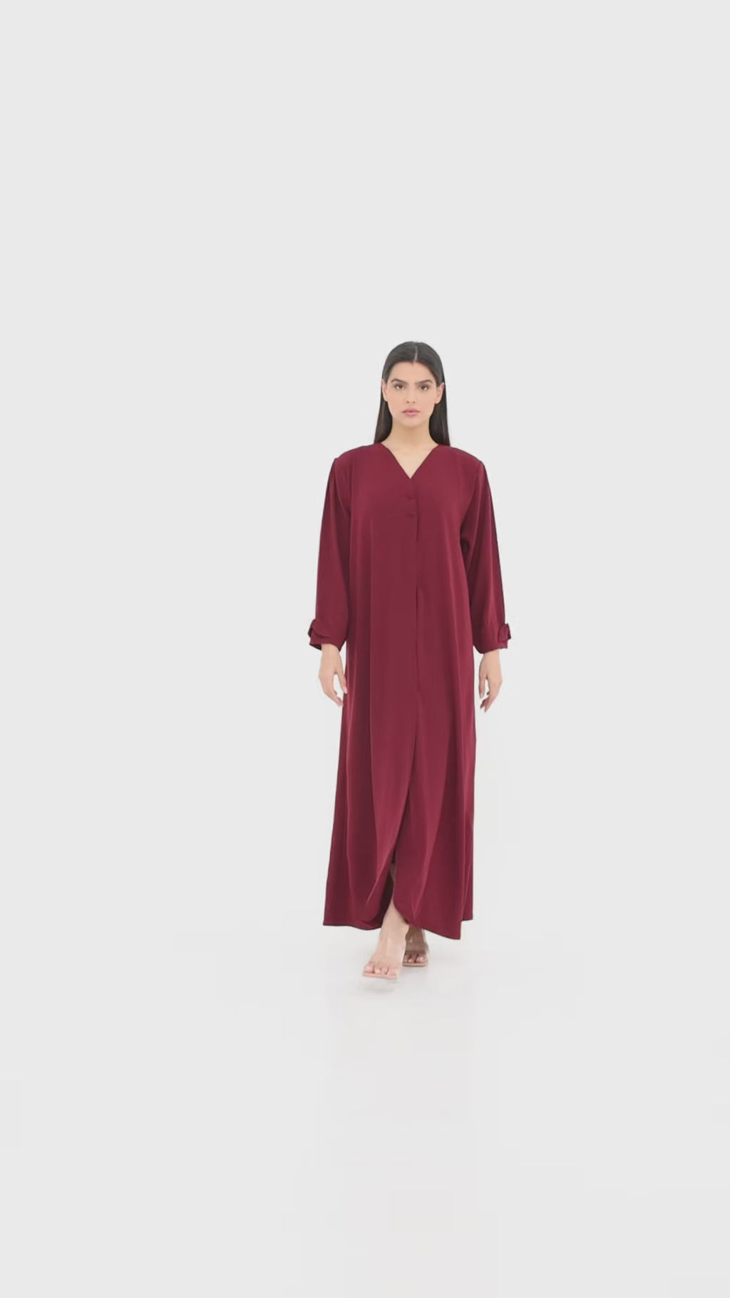 Abaya Bordeaux noeud – Abaya bordeaux coupe cloche en crêpe premium