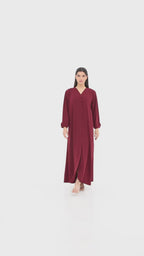 Abaya Bordeaux noeud – Abaya bordeaux coupe cloche en crêpe premium